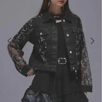 HARE 데님 레이스 절개 블루종 블랙