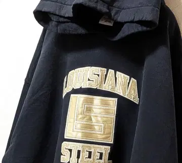 길단 루이지애나 스틸 로고 자수 후드 맨투맨 블랙 XL 구제 의류