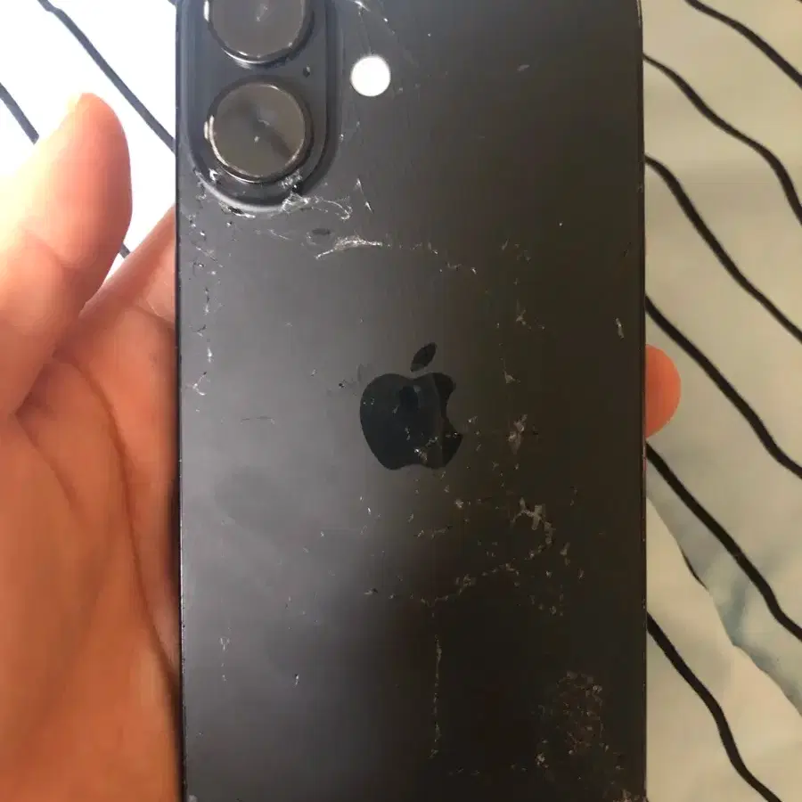iPhone 16 Black 256GB, front and back damaged, for sale | Bunjang