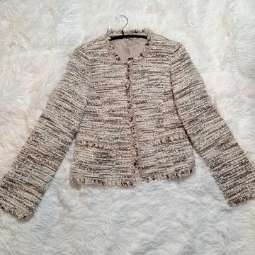 [일본제] ANAYI 트위드 자켓 아이보리 x 핑크 베이지 사이즈 38