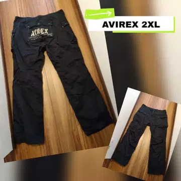 [ 양호한 상태 ] AVIREX 블랙 워크 팬츠 카고 팬츠 2XL