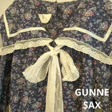 GUNNE SAX 꽃무늬 롱 원피스 네이비