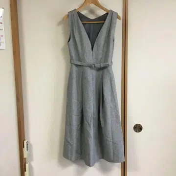 그레이 슬리브리스 롱 원피스 벨트 포함 앙앙제