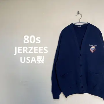 80s JERZEES USA제 맨투맨 가디건 네이비 자수