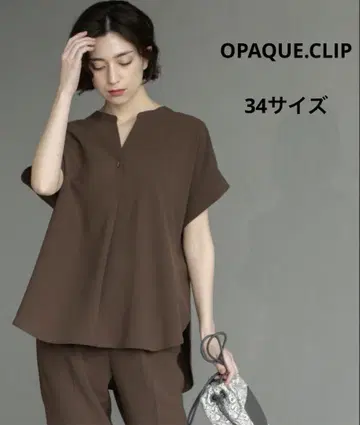 새상품 오파크 클립 스트레치 스키퍼 블라우스 다크 브라운