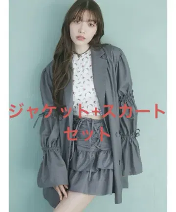 슬리브 리본 자켓 미니 원피스 레이스업 티어드 미니 치마바지