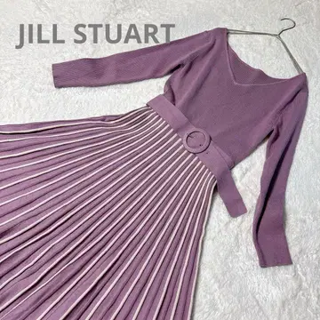 JILL STUART V넥 벨트 스트라이프 니트 원피스