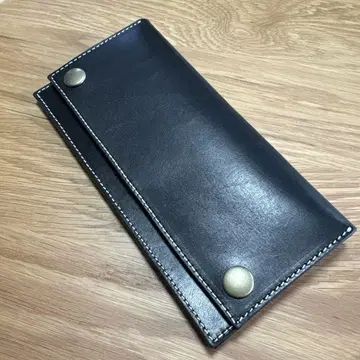 도치기 가죽 롱 트래커 지갑 블랙