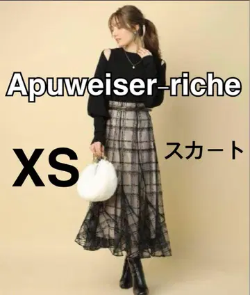 Apuweiser-riche 시어 체크 에스컬고 스커트 사이즈 0