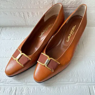 [미사용급] Lancel 란셀 천연 가죽 카멜 브라운 23.5cm
