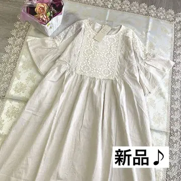 사만사 모스모스 새상품 모티프 레이스 린넨 원피스 아이보리