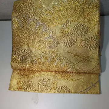 골드 컬러 꽃 무늬 후쿠로 오비