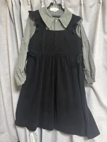 블랙 그레이 오버롤 스커트