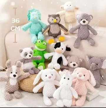 2마리 세트 핑크와 화이트 토끼 봉제 인형 36CM