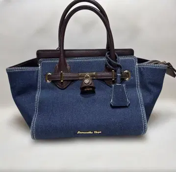사만사베가 samantha vega 데님 원단 x PU 가죽 핸드백