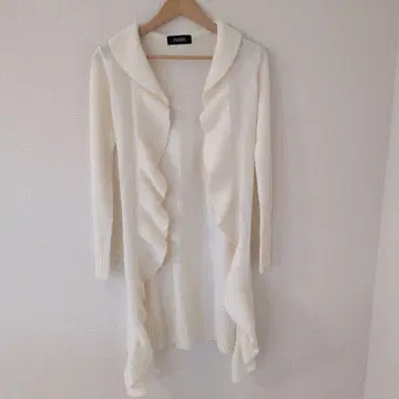 화이트 프릴 롱 가디건