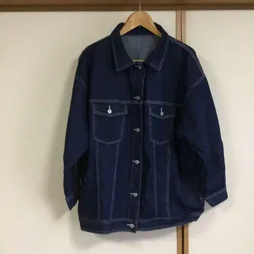 다크 블루 데님 자켓 오버 사이즈