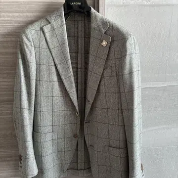 LARDINI 그레이 체크 무늬 테일러드 자켓 44