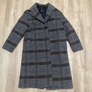 [ H&M ] 체크 무늬 울 혼방 체스터 코트