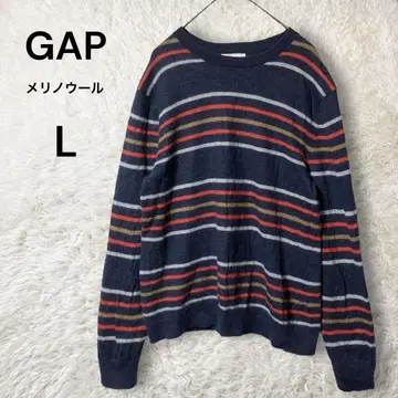 GAP 엑스트라 파인 메리노울 보더 무늬 니트 스웨터 네이비 계열 L