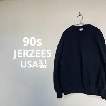 90s JERZEES USA 맨투맨 블랙 무지