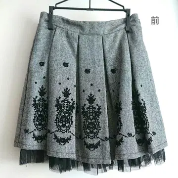 미니 스커트 [ 앙크루즈 ] 트위드 그레이 블랙