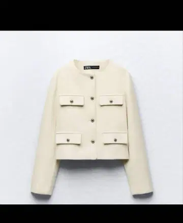 ZARA 화이트 노카라 자켓 S 사이즈