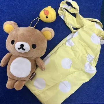 리락쿠마 키이로이토리 마스코트 접이식 봉제 인형 백 에코백