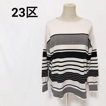 23구 드롭 숄더 보더 썸머 니트 뒷면 버튼