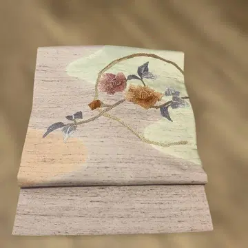순수 실크 나고야 오비 지 꽃무늬 사가라 자수