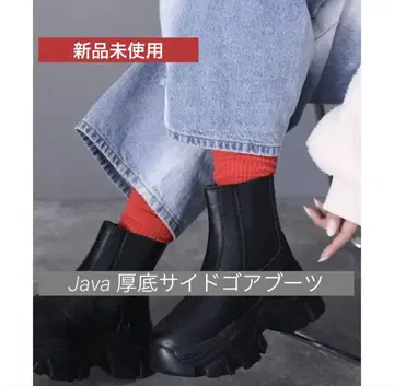 [ JAVA 자바 콜라보 ] 통굽 밑창 사이드 고어 숏부츠
