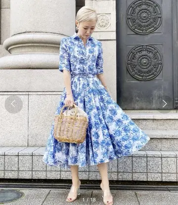 JENNE 오드리 룩 에어리 원피스 M 빈티지 플라워 무늬