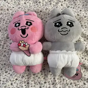 빤쮸토끼 부들부들 봉제 인형 그레이 2체 세트