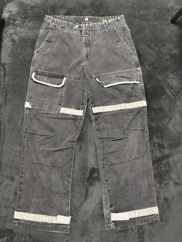 마리떼 프랑소와 저버 로고 테이프 카고 팬츠 블랙 90s Y2K