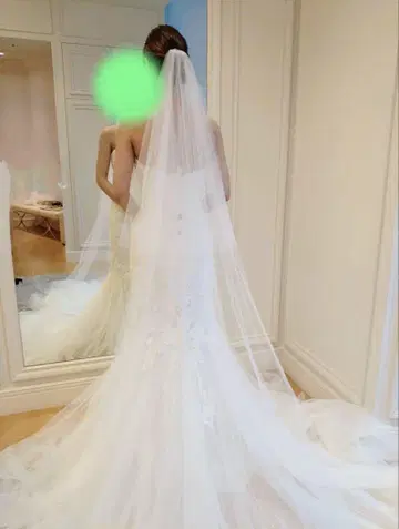 롱 웨딩 베일 화이트