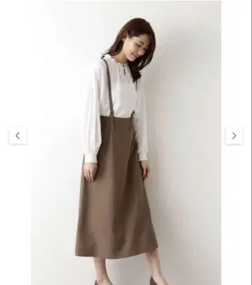 내추럴 뷰티 베이직 서스펜더 부착 스커트 M 사이즈 브라운