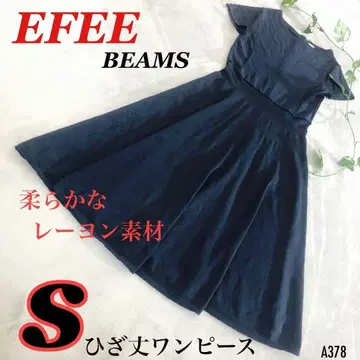 BEAMS S 원피스 반팔 여성용 캡 슬리브 플레어 실루엣