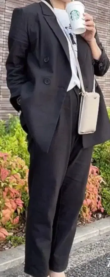 wis 블랙 코튼 린넨 자켓+팬츠