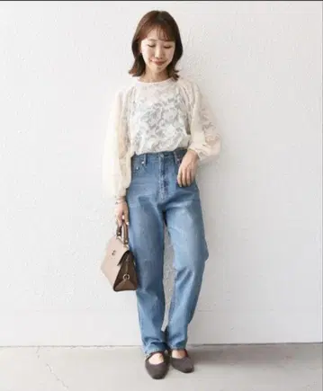 SHIPS any 플라워 컷 자카드 볼륨 블라우스 컨디션 최상