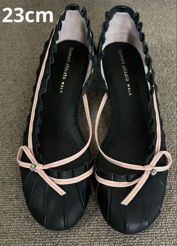 츠모리치사토 리본 포함 블랙 플랫슈즈