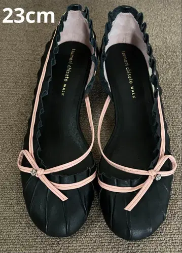 츠모리치사토 리본 포함 블랙 플랫슈즈