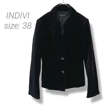 [ 인디비 ] INDIVI 벨로아 느낌 테일러드 자켓 면 95% 블랙