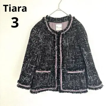 Tiara 노카라 자켓 트위드 라메 블랙 계열 티아라 3