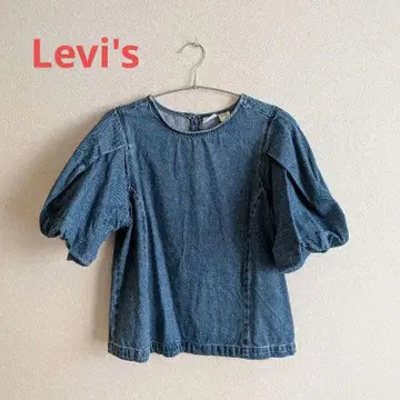 Levi's 데님 퍼프 슬리브 오부 소매 상의