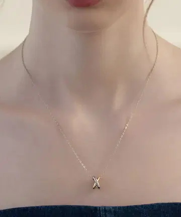 실버 골드 X자형 목걸이