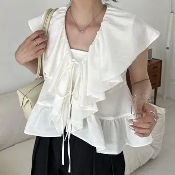 프릴 칼라 블라우스