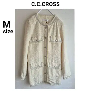 새상품 C.C.CROSS 크로스 롱 기장 트위드 자켓 38