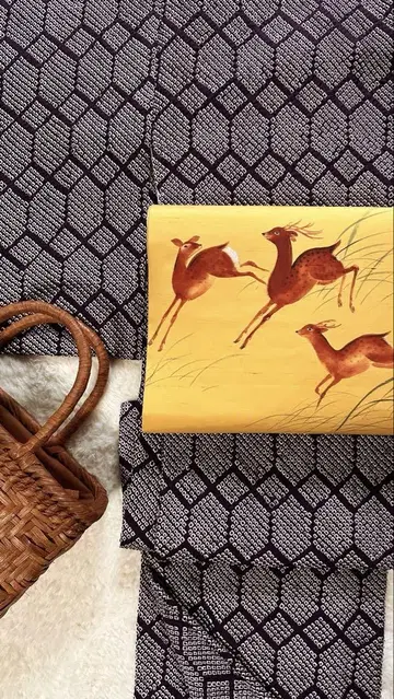 좋은 사슴 무늬 염색, 길조인 거북이 등껍질 무늬, 순수 실크, 새상품급