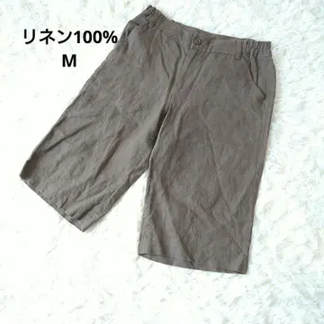 린넨 100% 브라운 숏팬츠 M 허리밴딩