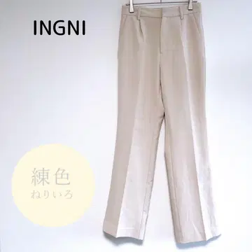 INGNI 베이지 플레어 팬츠 F 사이즈 허리밴딩 슬림 레그 효과 깔끔